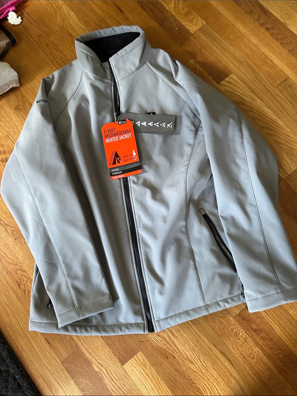 Brand new with tags Rechargeable Heated Men's Softshell Jacket - Light Gray